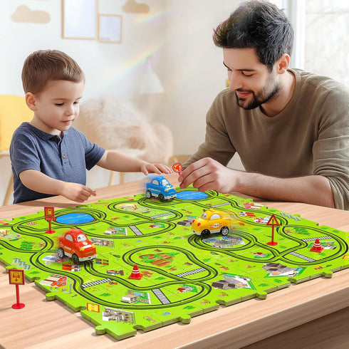 64 Set 3 4 5 6 3-5 3 1-3 2-4 4-6 JUKUDAHU Pieces Puzzle Race Track Car Toys for Year Old Boys - Puzzle Tracks Car Toys