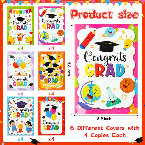 24Pcs Kindergarten Graduation Coloring Books - Congrats Grad DIY Color-in Pages Books for Kids Bulk Pre-kindergarten