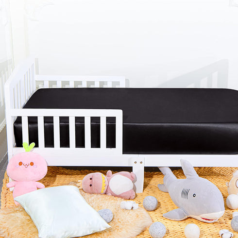 2 Pack 28x52 28x52 Inches NTBAY Silk Satin Fitted Crib Sheet, Super Soft and Silky Crib Sheet for Standard Crib