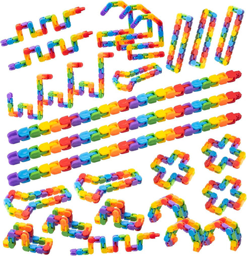 Aubrogo 30pcs Rainbow Party Favors , Bulk Wacky Track Fidgets Toys Snap and