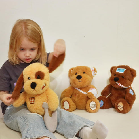 10 inches Hopearl Adorable Bear Toy Gift with Broken Arm, Soft Stuffed Animal, Comforting Companion, Brown