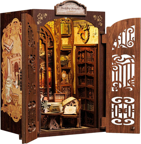 CUTEBEE Book Nook Kit - DIY Miniature House Dollhouse Kit for Adult