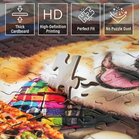 500 BenBen Puzzles for Adults Pieces, Dogs' Dinner Party, Dog Jigsaw Puzzle with Patterns on Back, Funny Animal Puzzle