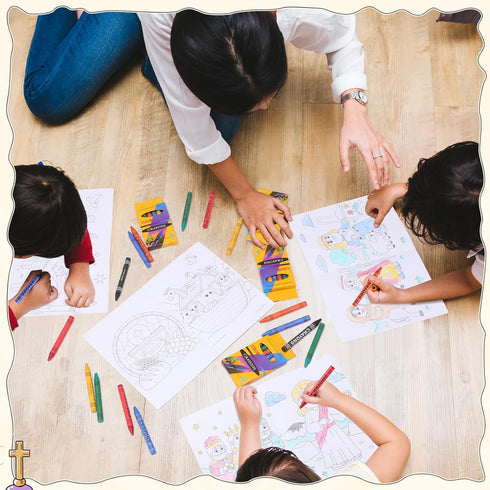 Gilprop 336pcs Christian Coloring Books with Crayons for Kids Easter Mini Coloring Book Bulk Religious Bible Story