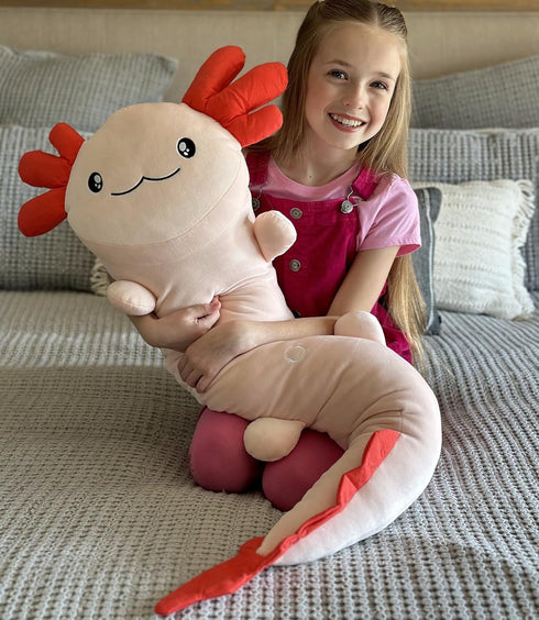 MaoGoLan Giant Axolotl Plush Stuffed Animal, Huge Pink Axolotl Body Pillow for Kids and Adults