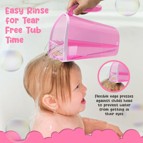 Rinse Cup for Tear-Free Bathing Experience - Soft Flexible Edge, 40 Oz Capacity