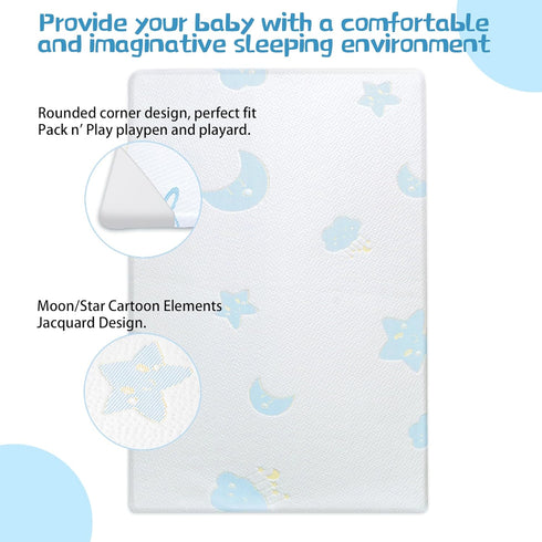 Ressainic Pack Pack 38" 26" 1.5" and Play Mattress Pad, Portable Crib N Play Mattresses, x x Jacquard Playpen Mattress