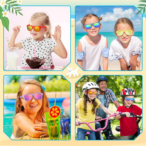MEEZY Kids Sunglasses Bulk, Neon Sunglasses Party Favors for Boys and Girls Summer Pool Beach