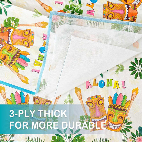 WERNNSAI 50PCS Hawaiian Party Napkins, 3 Ply Tropical Paper Napkins for Luau Party Decorations, Summer Theme Birthday