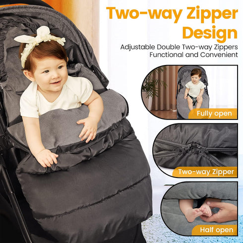 Orzbow Universal Footmuff for Stroller - Winter Warm Bunting Bag, Waterproof Coral Fleece Lined for Toddler