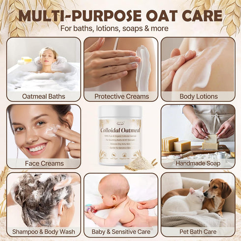 IOUFCIY 100% Colloidal Oatmeal, Pure Natural Colloidal Oatmeal Powder for Itchy-Feeling, Dry, Sensitive Skin, Ideal
