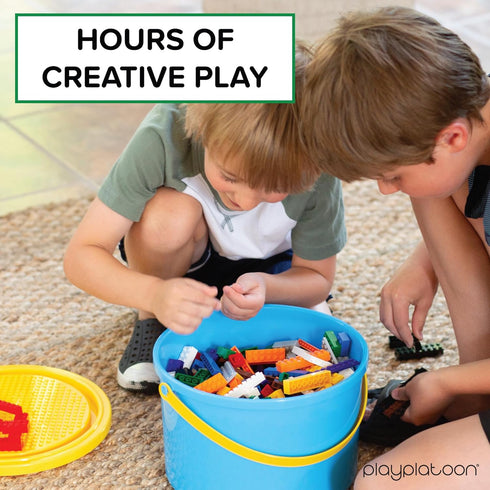 Play Platoon 1100 Pieces Classic Building Bricks Set - Assorted Tub of Small Blocks for Kids, Includes Wheels & Tires