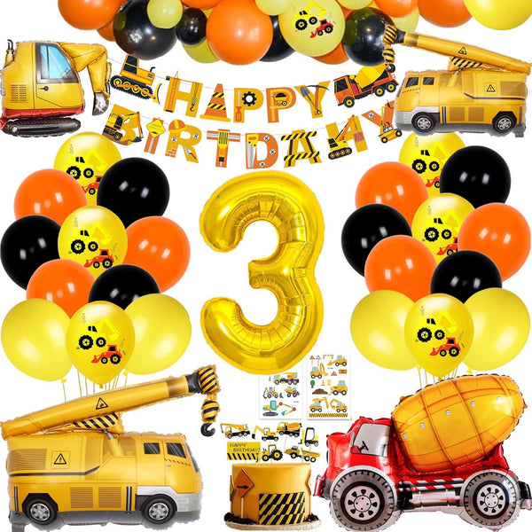 SOIAODRAH Construction Birthday Party Supplies 3 Years Old,Construction Balloons Construction Party Balloon Garland