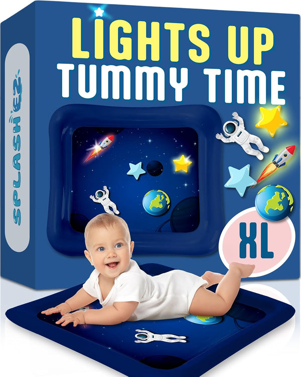 SplashEZ Lights Up Tummy Time Water Mat for Babies, Large Baby Water