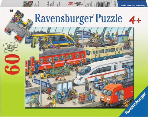 Ravensburger Railway Station Jigsaw Puzzle - Unique 60-Piece Puzzle for Kids, Anti-Glare Surface
