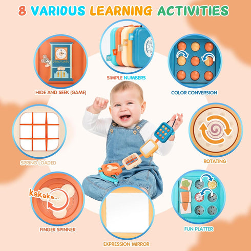 1 1-3 1 Busy Board for Year Old, Travel Toys for Toddler on Plane Car, Montessori Busy Board Busy Cube, Toys for Year