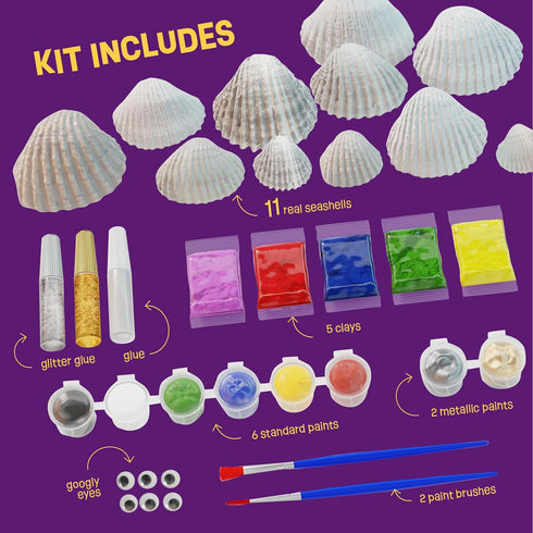 6-8, 8-12 6 7 8 9 10 11 12 Dan&Darci Kids Sea Shell Painting Kit - Arts & Crafts for Kids - Gifts for Boys and Girls