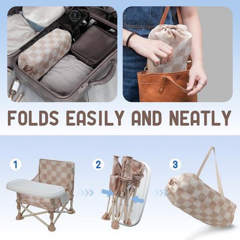 3-in-1 Cozy Tiny Marvels Portable Baby Chair, Booster Seat, Baby Seat with Tray, Compact Foldable, Toddler Chair