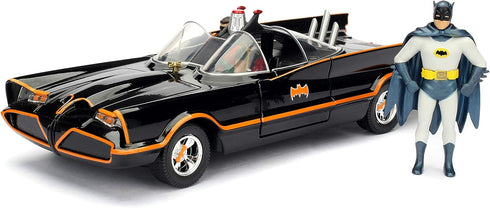 1966 Classic TV Series Batmobile - 1:24 Die-Cast Car with Batman and Robin Figures, Toys for Kids and Adults