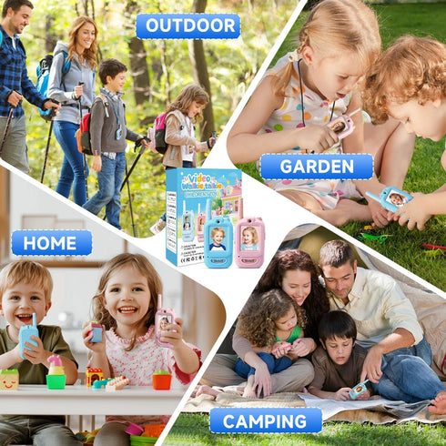 YUSSBCU 2 Pack 3-12 Video Walkie Talkies for Kids, Handheld Rechargeable Video Intercom Kids Walkies Talkies, Indoor