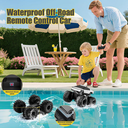 1:18 4WD 2.4GHz 360 6 7 8 9 10-13+ Remote Control Car, Amphibious RC Cars, All Terrain Off-Road Pickup, Waterproof