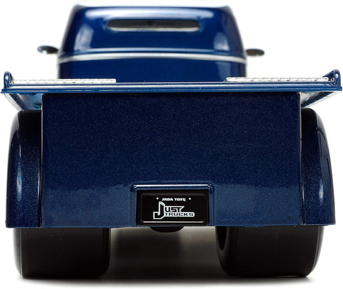 1:24 1947 Jada Toys Just Trucks Ford COE Flatbed Die-cast Car Dark Blue/White with Tire Rack, Toys for Kids and Adults