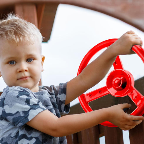 Playground Steering Wheel Accessories, Plastic Swingset Steering Wheel for Outdoor Playset (1, Red)