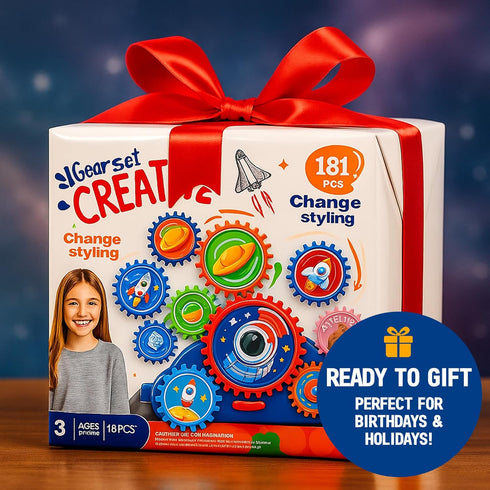 Set, 3-8 Motorized Spinning Gear Building Toys for Kids, Space Rocket STEM Construction Educational Interlocking