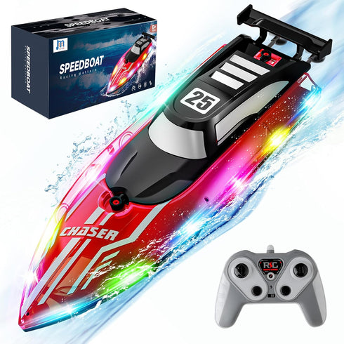 JOI MEW RC Boat for Kids with LED Lights, 2.4Ghz Remote Control