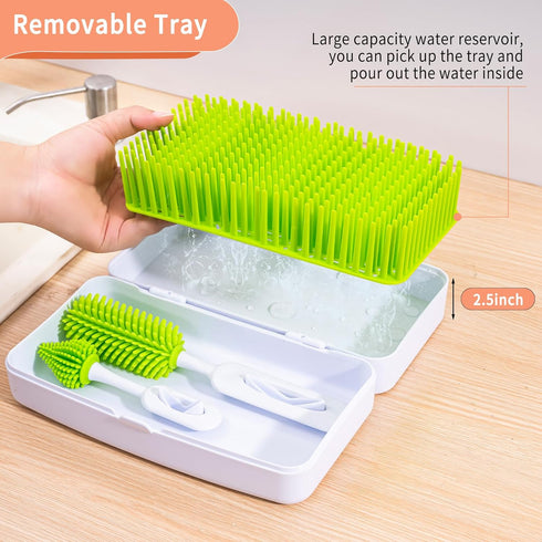 Portable Travel Bottle Drying Rack for Baby - Baby Bottle Cleaner Kit for Working Moms or Camping