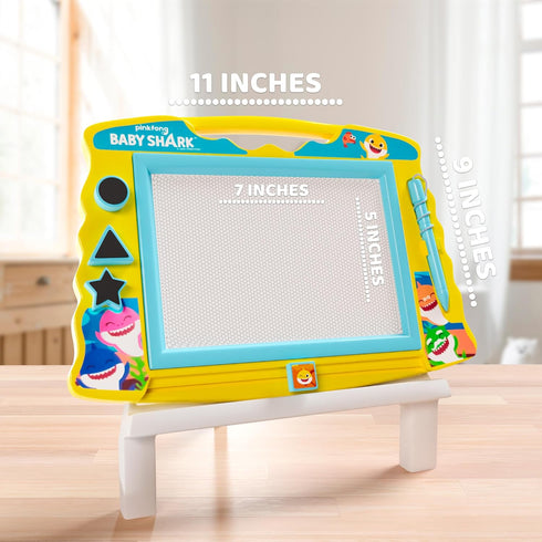 Lollipop Baby Shark Magnetic Drawing Board with Stylus & 3 Stamps for Boys or Girls (Blue)