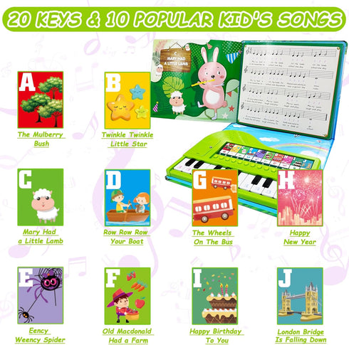 20 3 4 5 Kids Piano Book Toys - Keys Kids Keyboard Piano Educational Music Toys, Children Gifts & Toddler Toys for Year