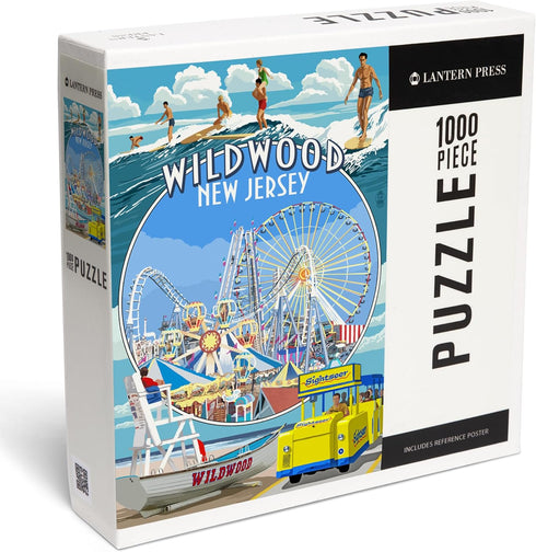 Lantern Press 1000 Piece Jigsaw Puzzle, Wildwood, New Jersey Montage