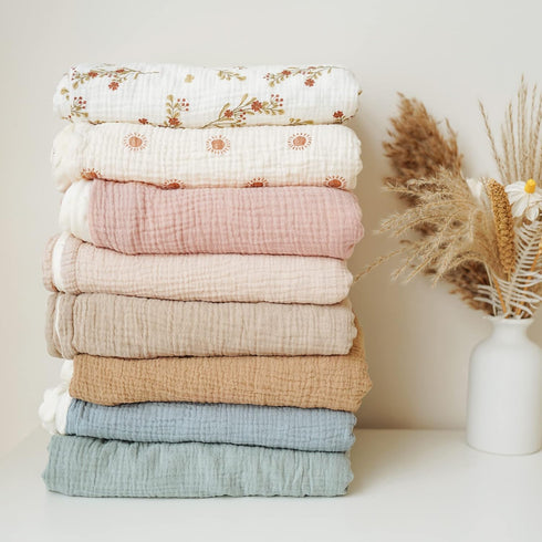 Konssy Baby Blankets for Unisex Boys Girls, Super Soft Nursery Minky Blankets with Muslin Cotton Front