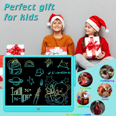 FLUESTON 15 Inch LCD Writing Tablet - Colorful Doodle Board for Kids 3-8, Educational Learning Travel Birthday Gift,