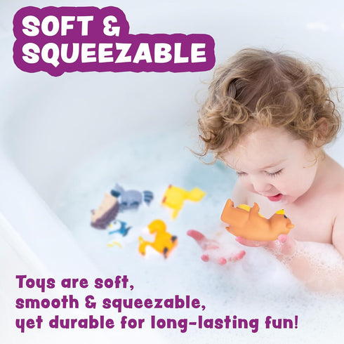 6 Pack Set Tub Works Woodland Animals Watertight Baby Bath Toys, | Sealed, No Hole Bath Toys Design Keeps Moisture Out