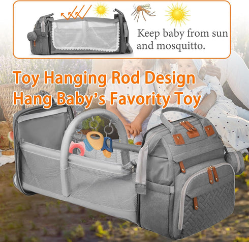 Baby Diaper Bags with Changing Station, Waterproof Backpack for Moms Dads with USB Charging Port