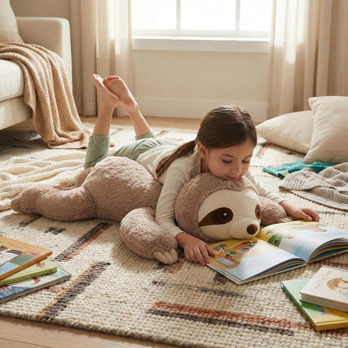 Pack 28 Inches, 5 lb WEIGEDU Large Weighted Sloth Stuffed Animal Plush Toy with Embroidered Eyes and Removable Weight