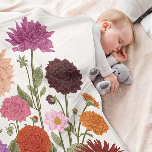 KICPOAY 30x40 Inch Swaddle Blanket for Vintage Floral Dahlia Baby Receiving Blanket Muslin Baby Swaddles Soft Cotton