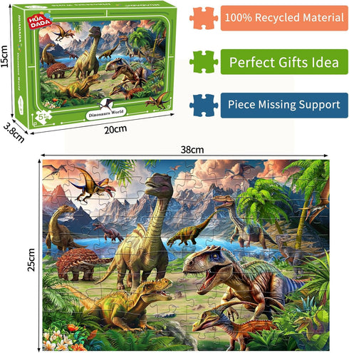 Puzzles for Kids Ages 4-8 - 100 Piece Dinosaur World Puzzles - Educational Toys Gifts