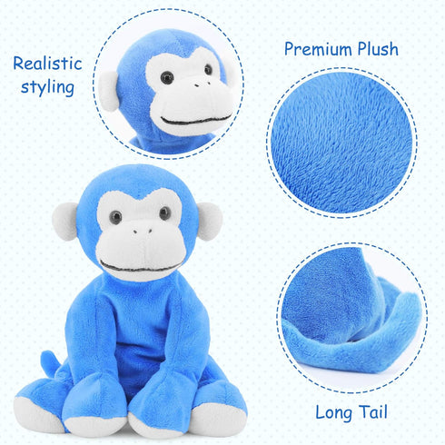 Ape Monkey Stuffed Animal Plush Toy, Soft Cute Blue Monkey for Toddlers & Kids, 7.9"