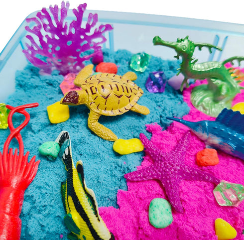 3 4 5 6 7 8 Dino & Ocean Sensory bin, Dino & Ocean Sensory Toys with Play Sand for Toddlers Boys and Girls,Kids Toys