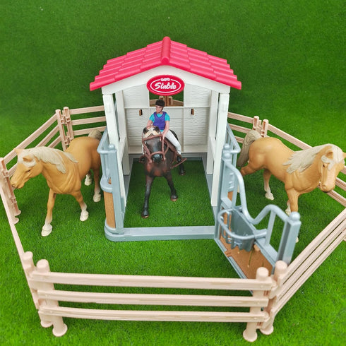 40PCS Plastic Horse Fence Toys - Farm Barn Corral Fencing Accessories Playset for Horse Figures and Toddlers