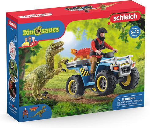 Schleich Dinosaurs, Dinosaur Toy Set for Boys and Girls, Quad Escape from Velociraptor Set with ATV Truck, Ages 4+