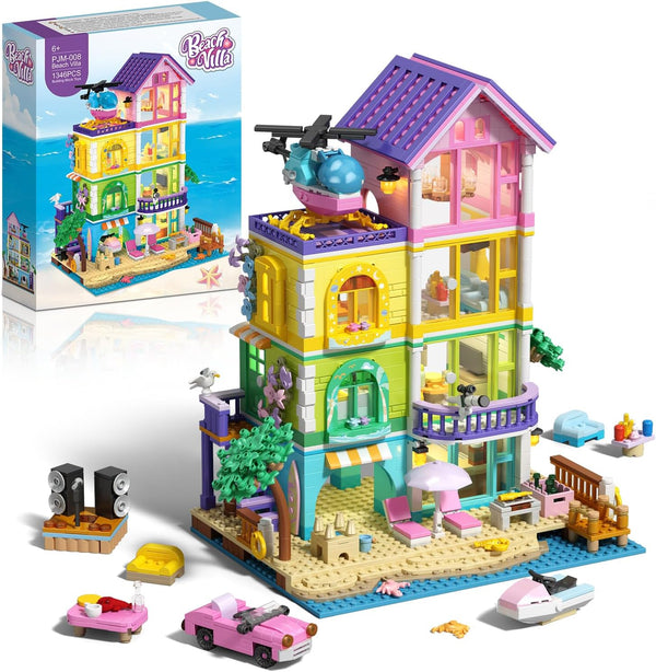 ONIMISC Beach House Building Set with Light, NO Compatible with Lego Friend House