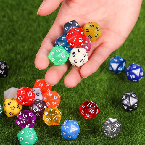 TecUnite 25 Pieces Polyhedral Dice Set with Black Pouch, Compatible with RPG MTG and Others, Classic Multi Colored