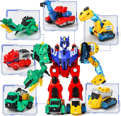 36, 6-in-1 4 5 7 8, BLF FUN Magnetic Transforming Dinosaur Car Toy for Kids Ages Transforme Dino Robot Truck, Birthday