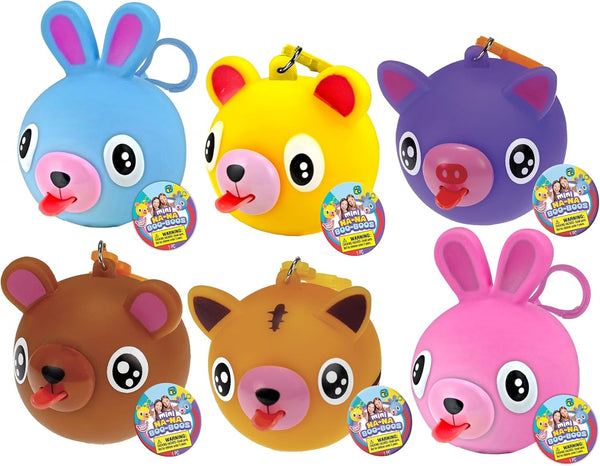 JA-RU Animal Squeeze Ball with Keychain, 2.5" Squeaky Ball for Kids, Anxiety Relief Stress Ball, Party Favors