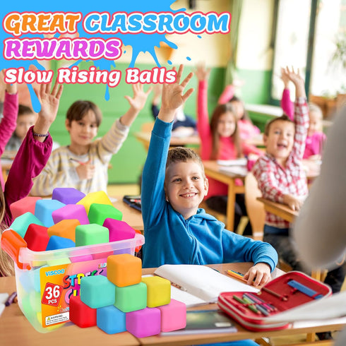 36 Pack Slow Rising Stress Cube, Dough Stress Balls Squishy Fidget Toys Bulk for Anxiety Relief, Soft Fidget Cube, Pull