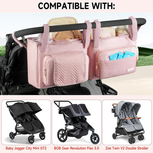 ZIOZERTT Gt2 V2,Double Double Stroller Caddy Compatible with Bob Duallie,Baby Jogger City Mini and Zoe Twin Stroller
